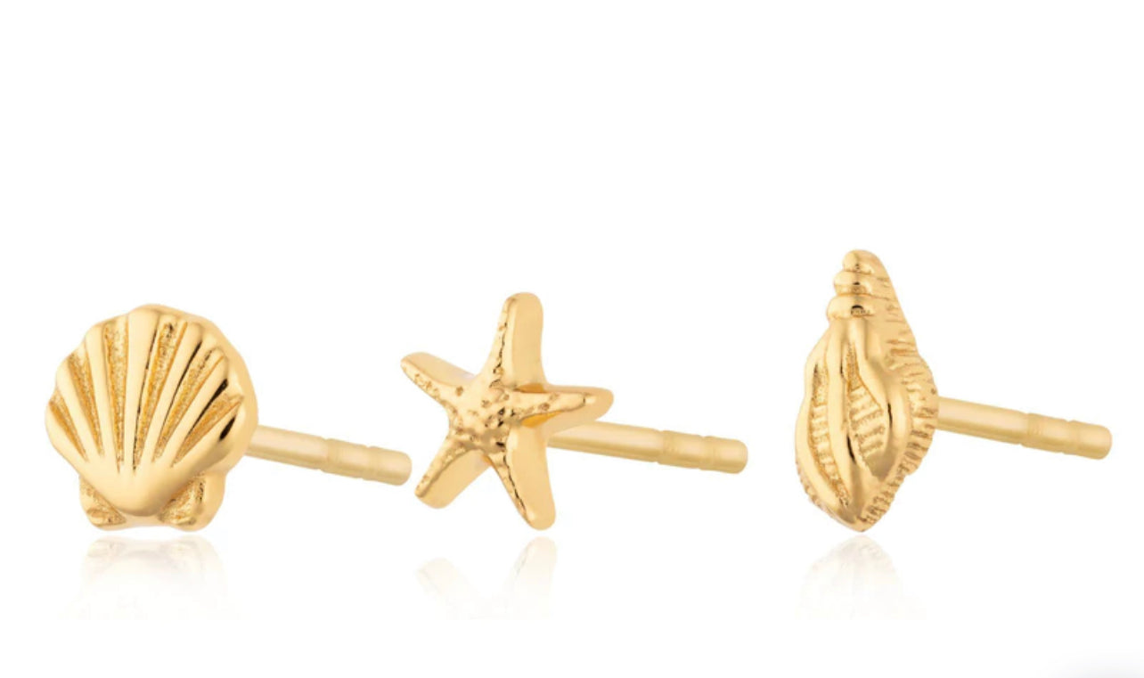 Scream Pretty Hannah Shell Stud Earring Set in Silver or Gold image 2
