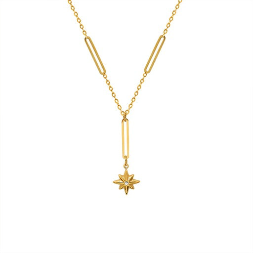 Short Rectangular Gold Chain & Star Pendant image 0