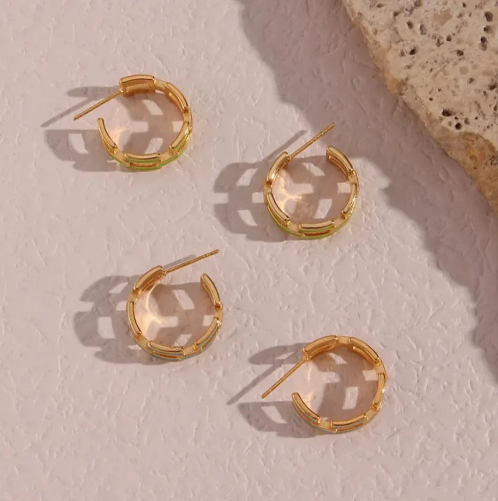 Enamel Small Hoop Earrings  image 2