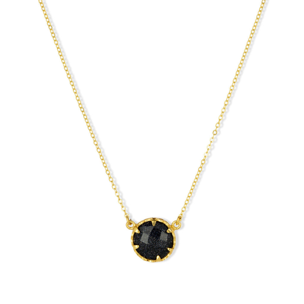 Petite Navy Sunstone Necklace image 1