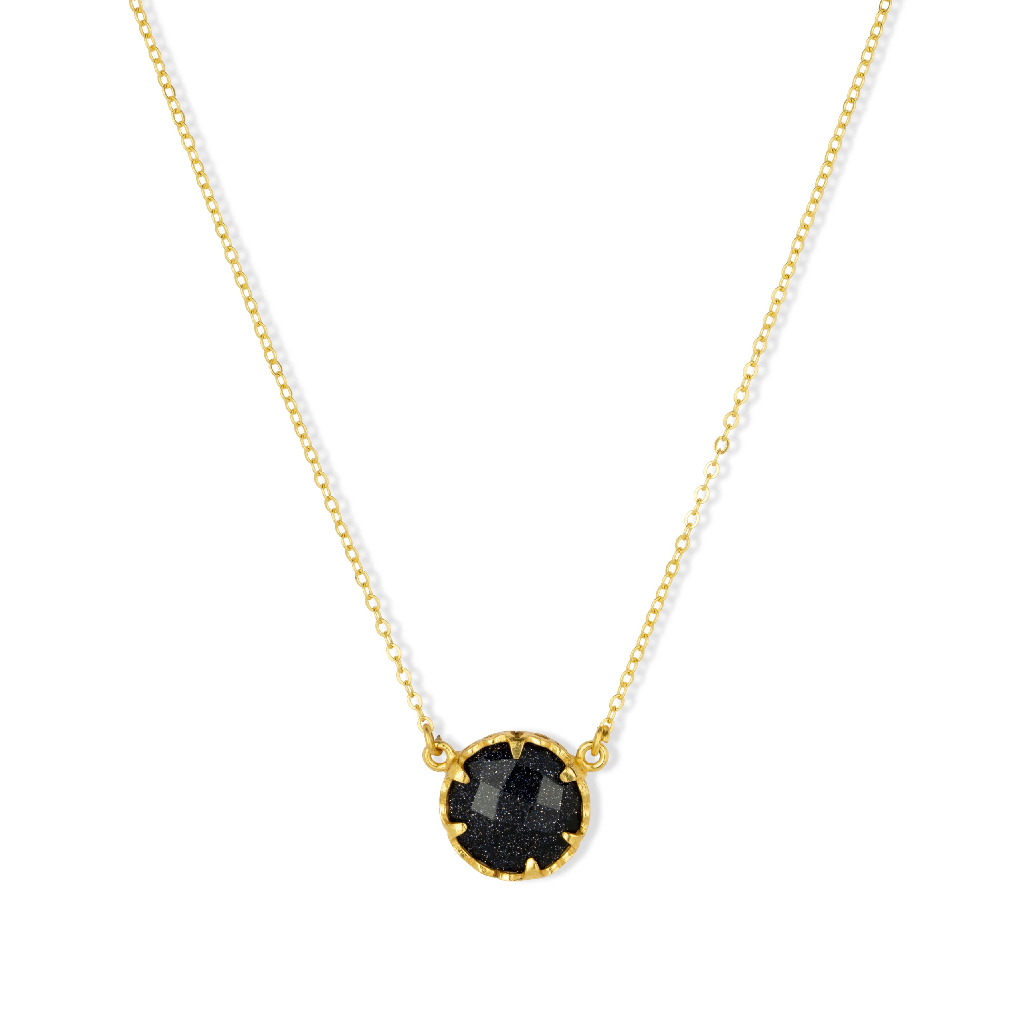 Petite Navy Sunstone Necklace image 1