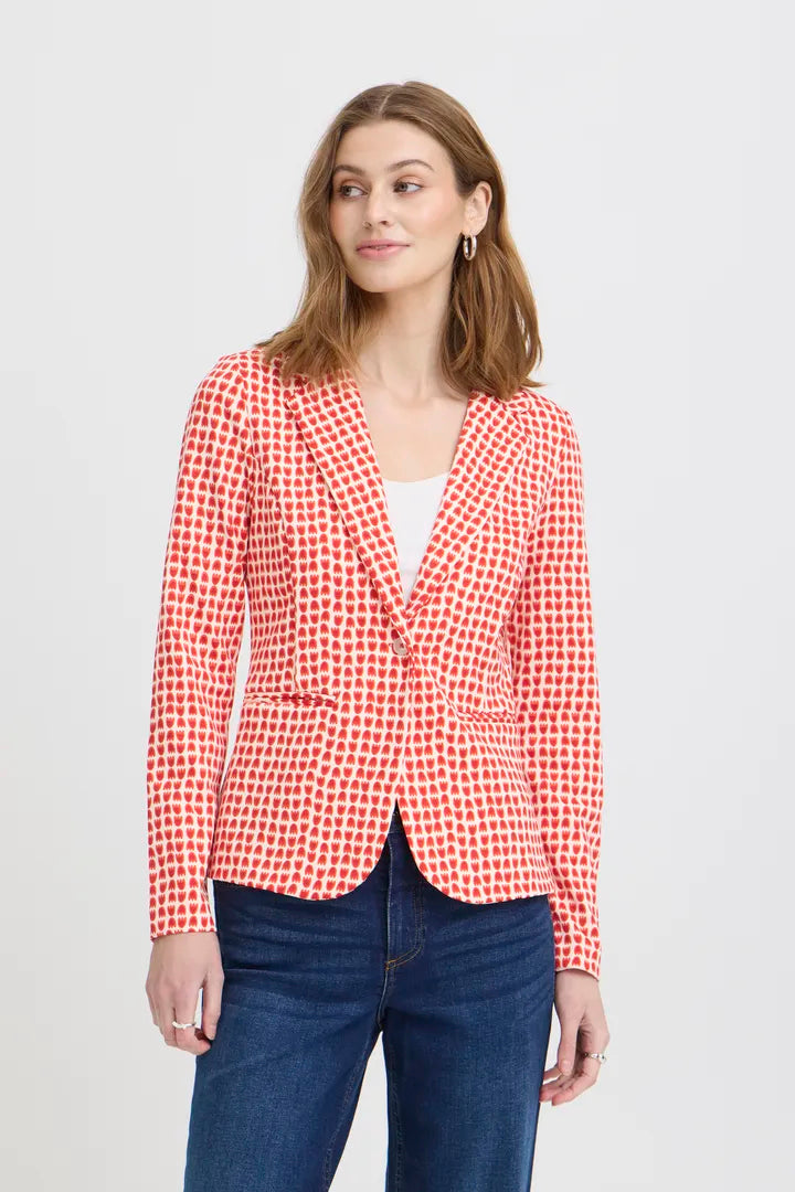 Ichi Kate Cream Red Blazer  image 0