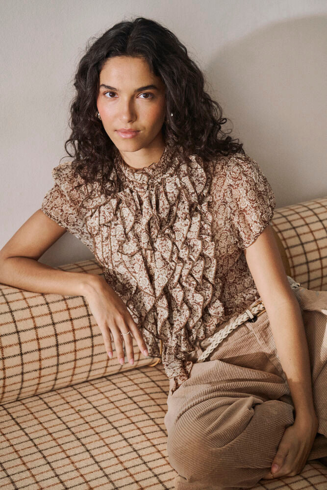Saint Tropez Ruffle Front Shirt Top image 0