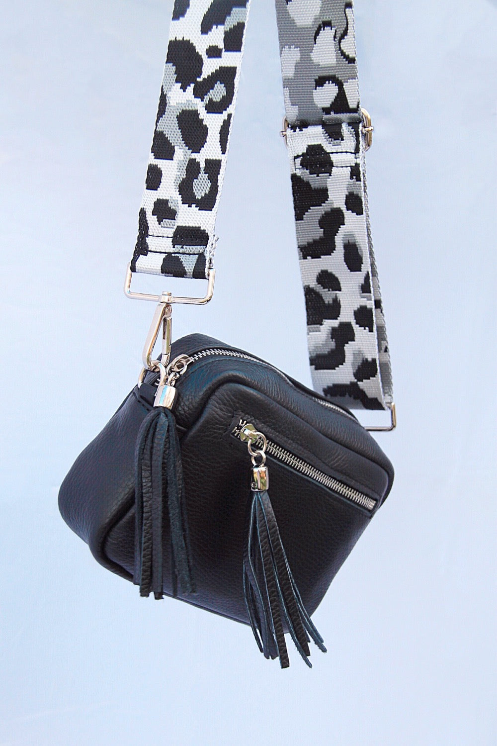 Small Leather Camera Bag with Two Tassels image 3