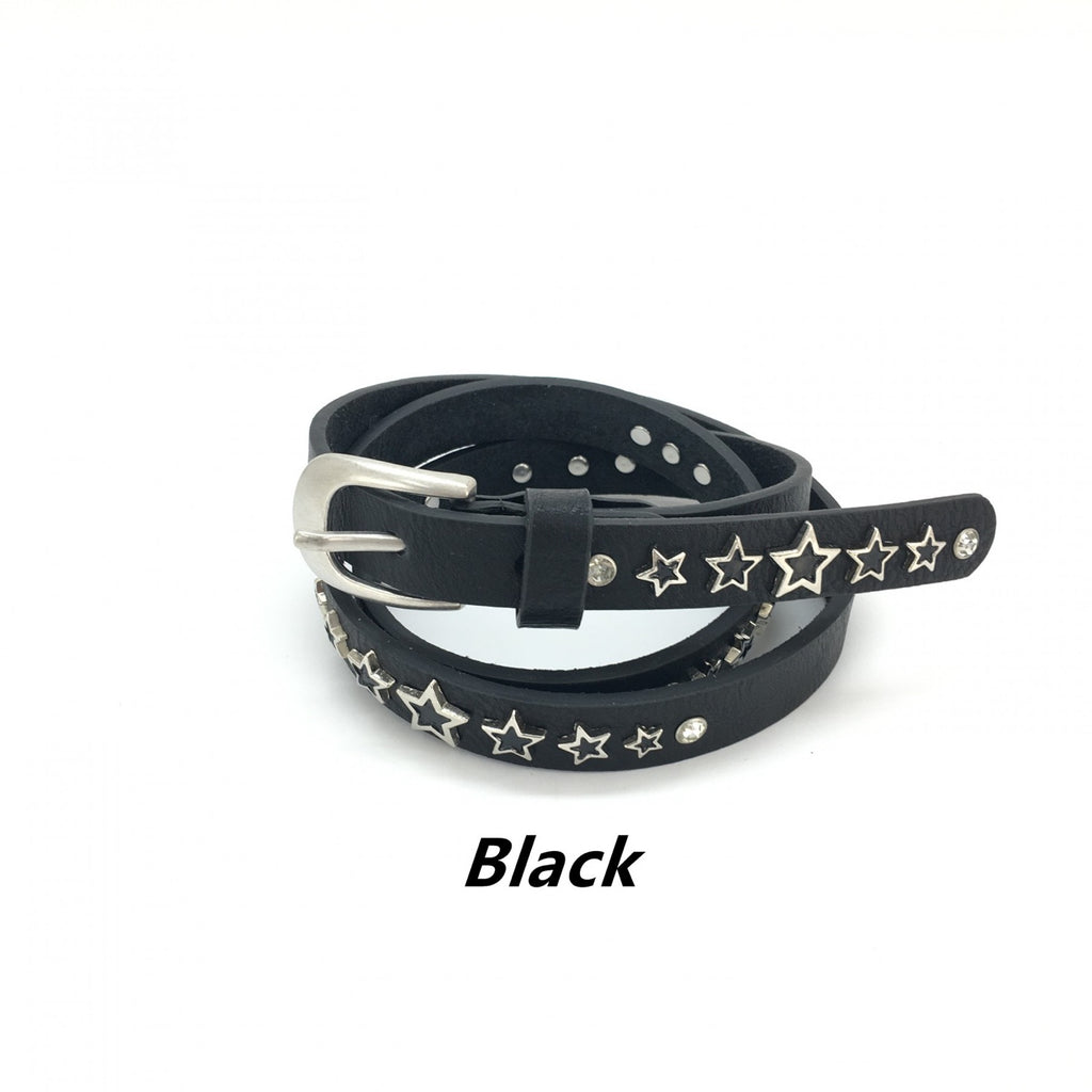 Slim Leather Star Stud Belt image 4
