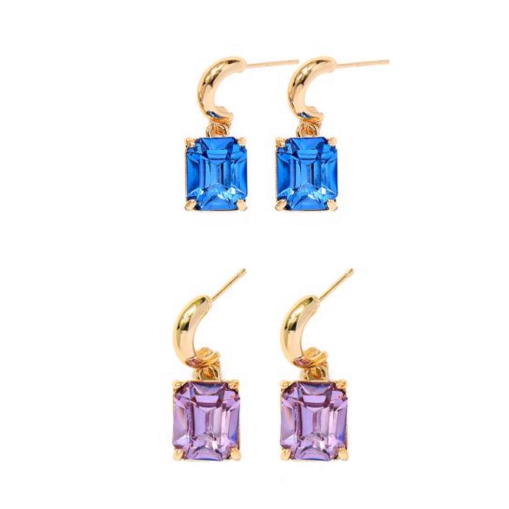 Single Gem Drop Half Hoop Earrings image 0