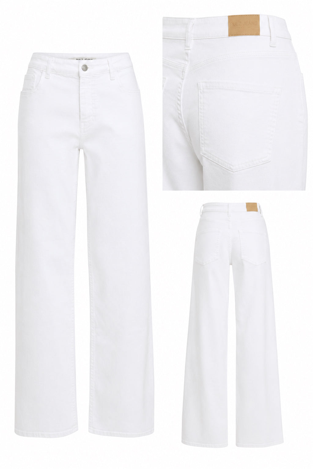 Pulz Vega Wide Leg White Jeans image 1