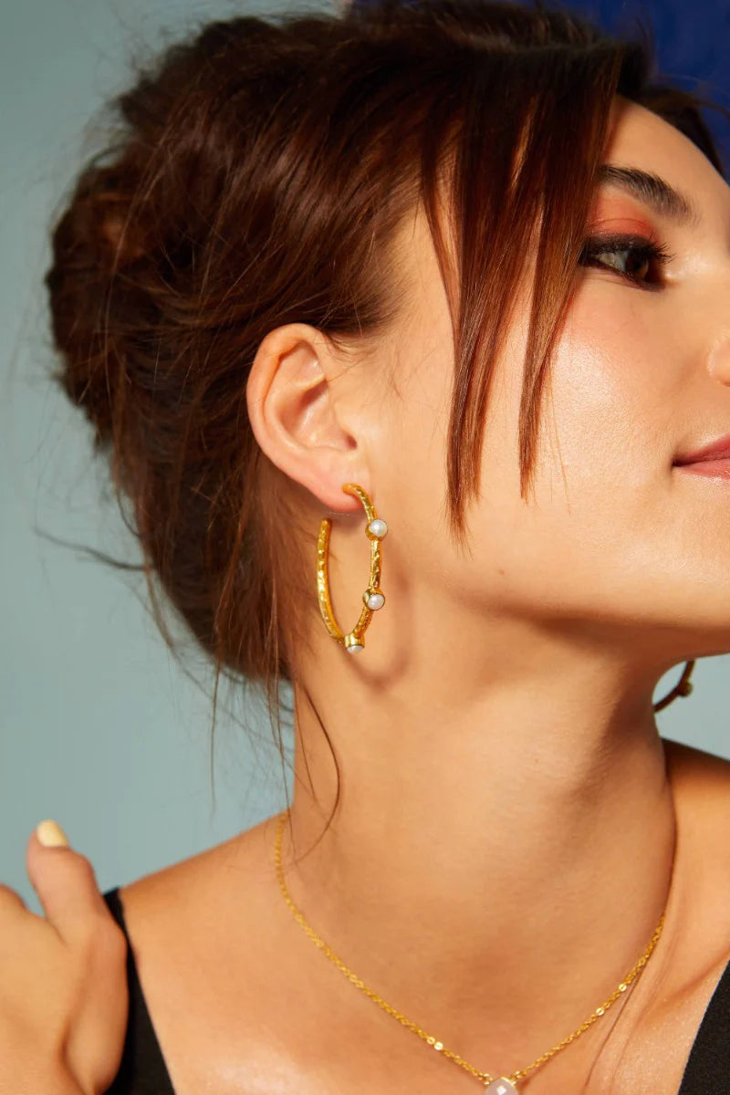 Freshwater Pearl Large Hoop Earrings image 0