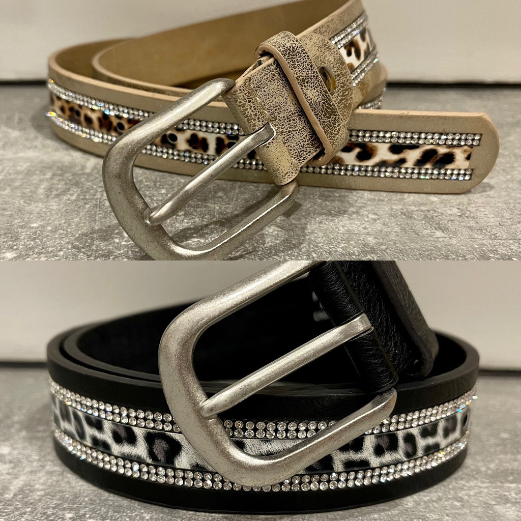 Leopard & Sparkle Leather Trim Belt image 0