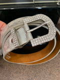 Metallic leather belt with sparkle buckle image 0