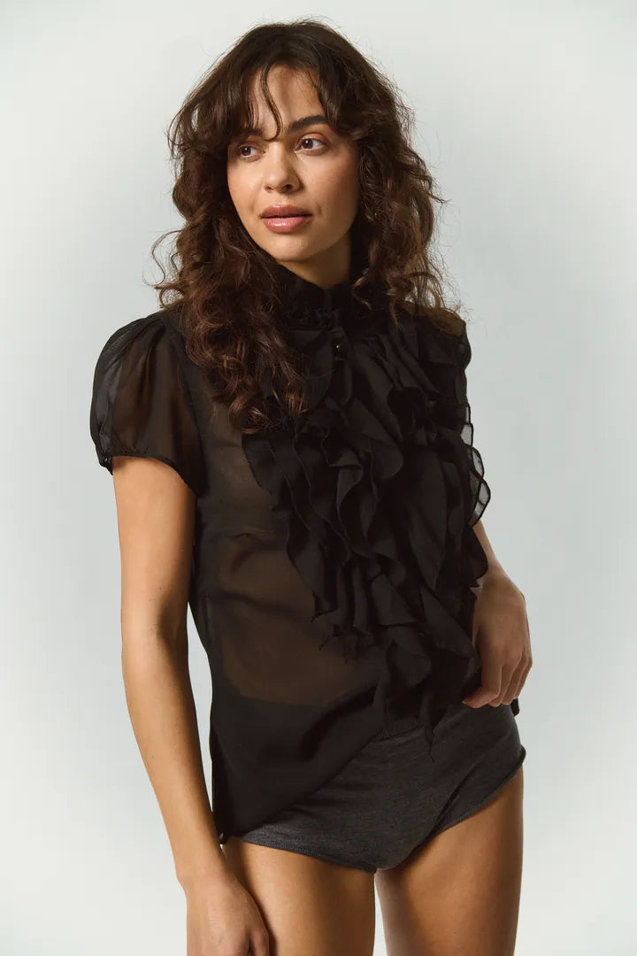 Saint Tropez Ruffle Front Shirt Top image 10