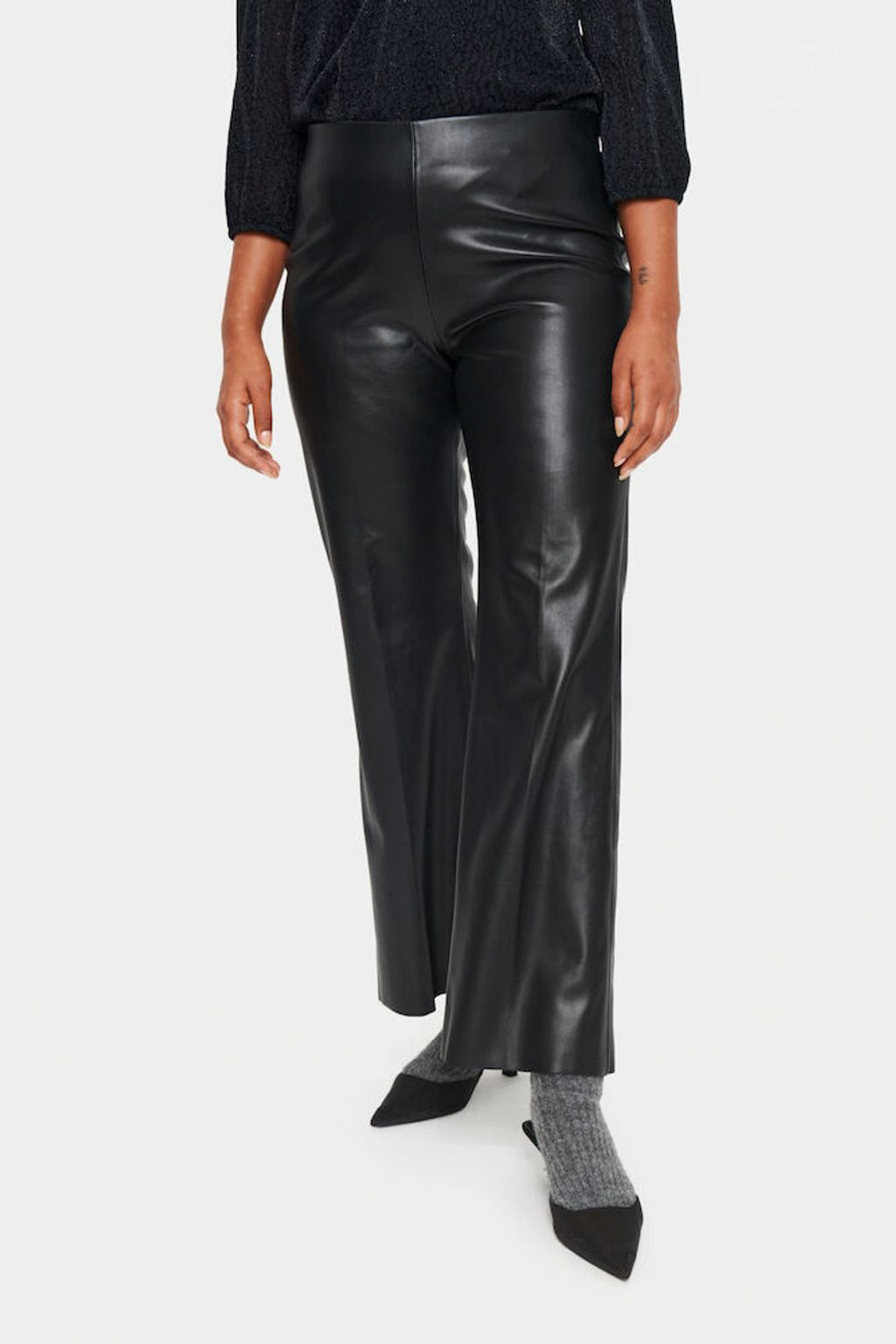 Saint Tropez Faux Leather Flared Trousers image 4