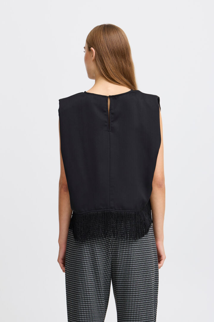 Ichi Ricco Black Sleeveless Satin Top image 5