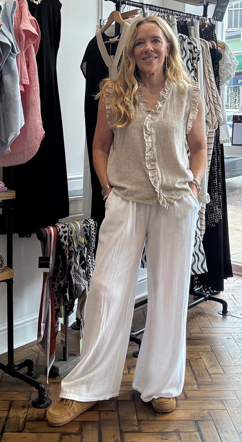 Pisa Stonewashed Cotton Linen Trousers  image 4