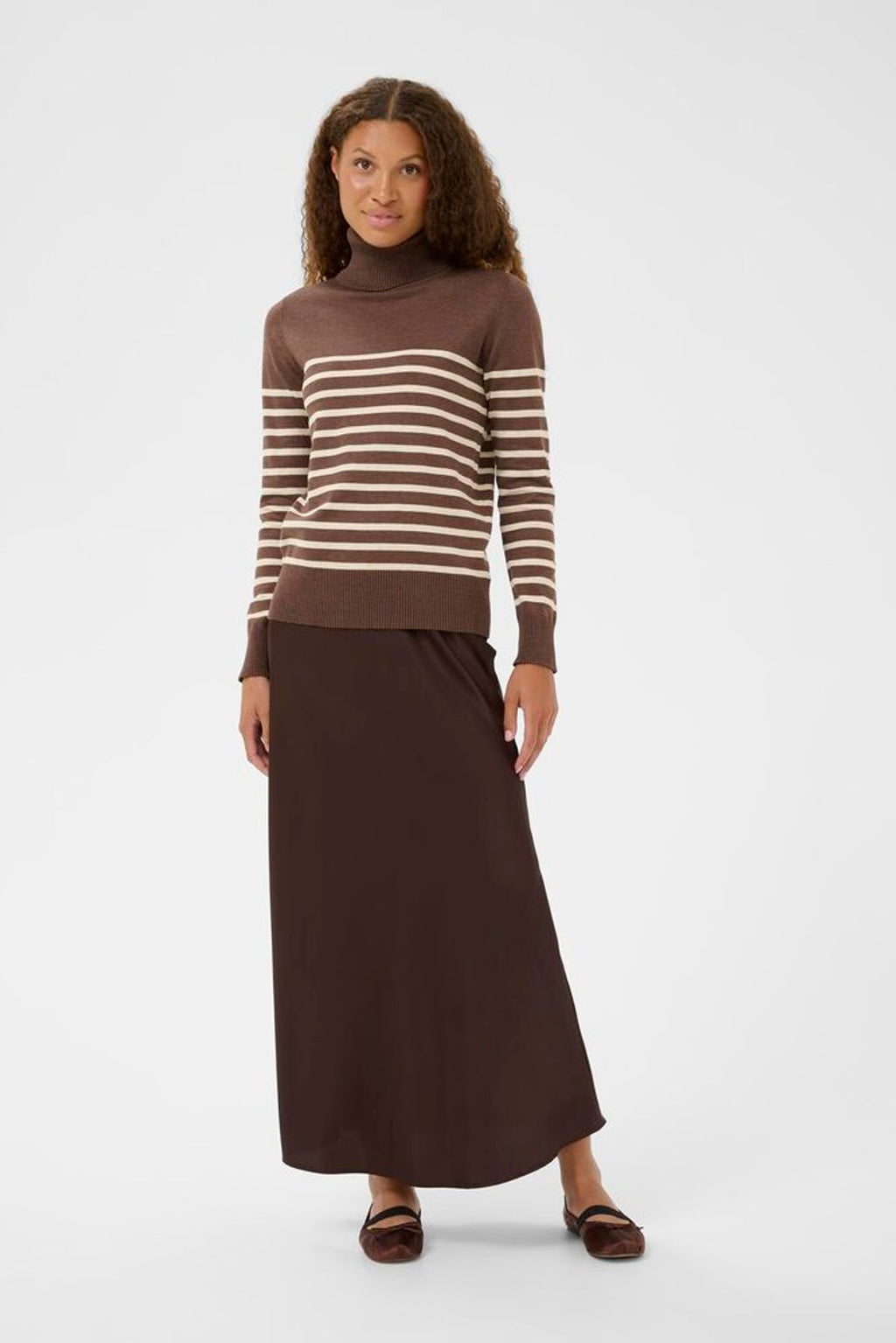 Saint Tropez Mila Brown or Black Stripe Polo Sweater  image 1