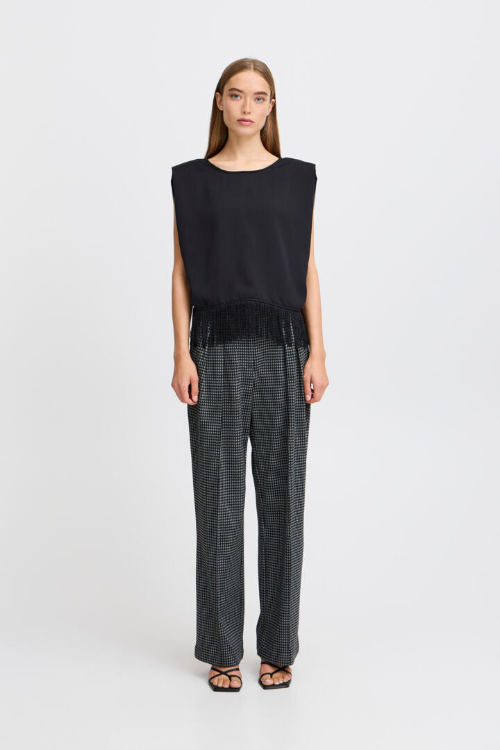 Ichi Ricco Black Sleeveless Satin Top image 2