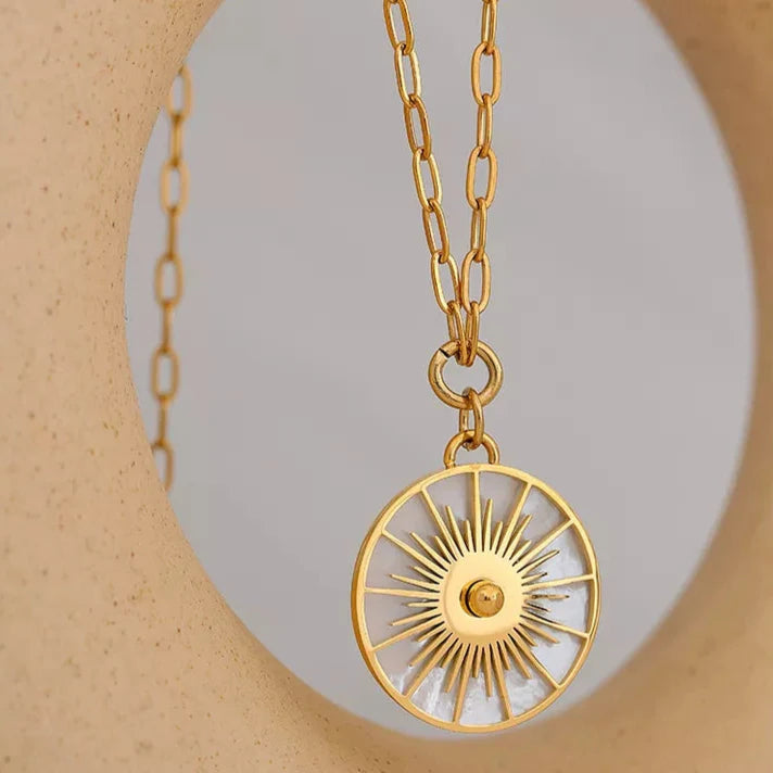 Sun Mother of Pearl Gold Necklace image 0