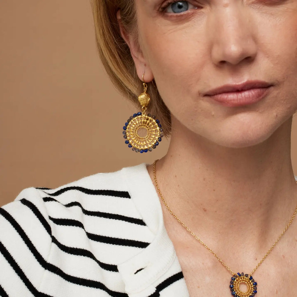 Cairo Statement Navy Trim Earrings image 0