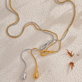 Teardrop Lariat Necklace in Gold or Silver image 0
