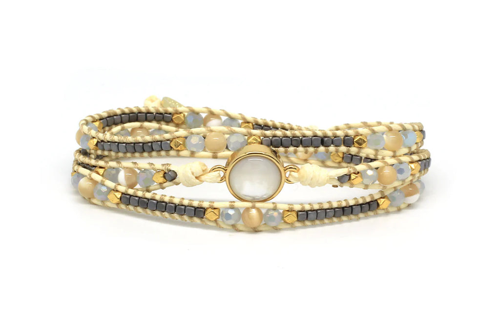 Beth Triple Wrap Bracelet - Pearl image 3