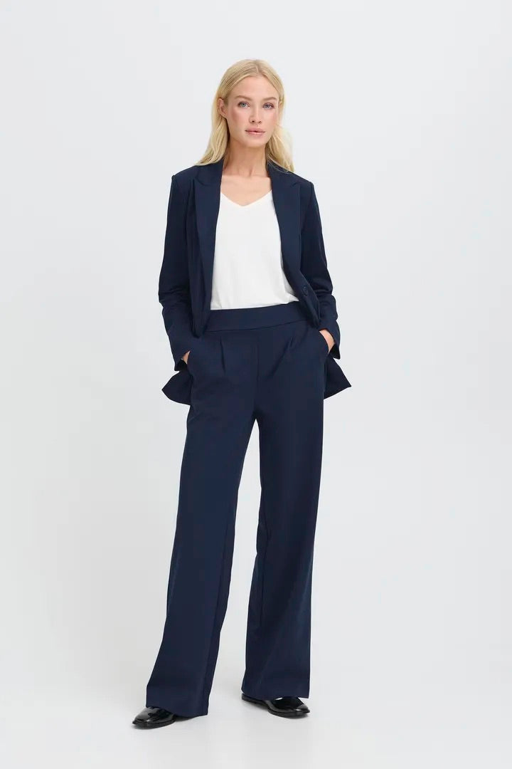 B Young Zeta Wide Leg Navy Trousers  image 1