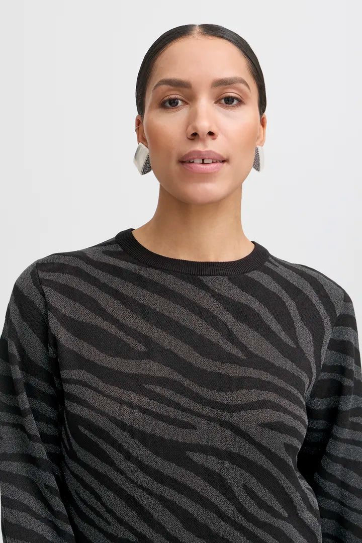B Young Jacquard Lurex Trim Sweater image 0