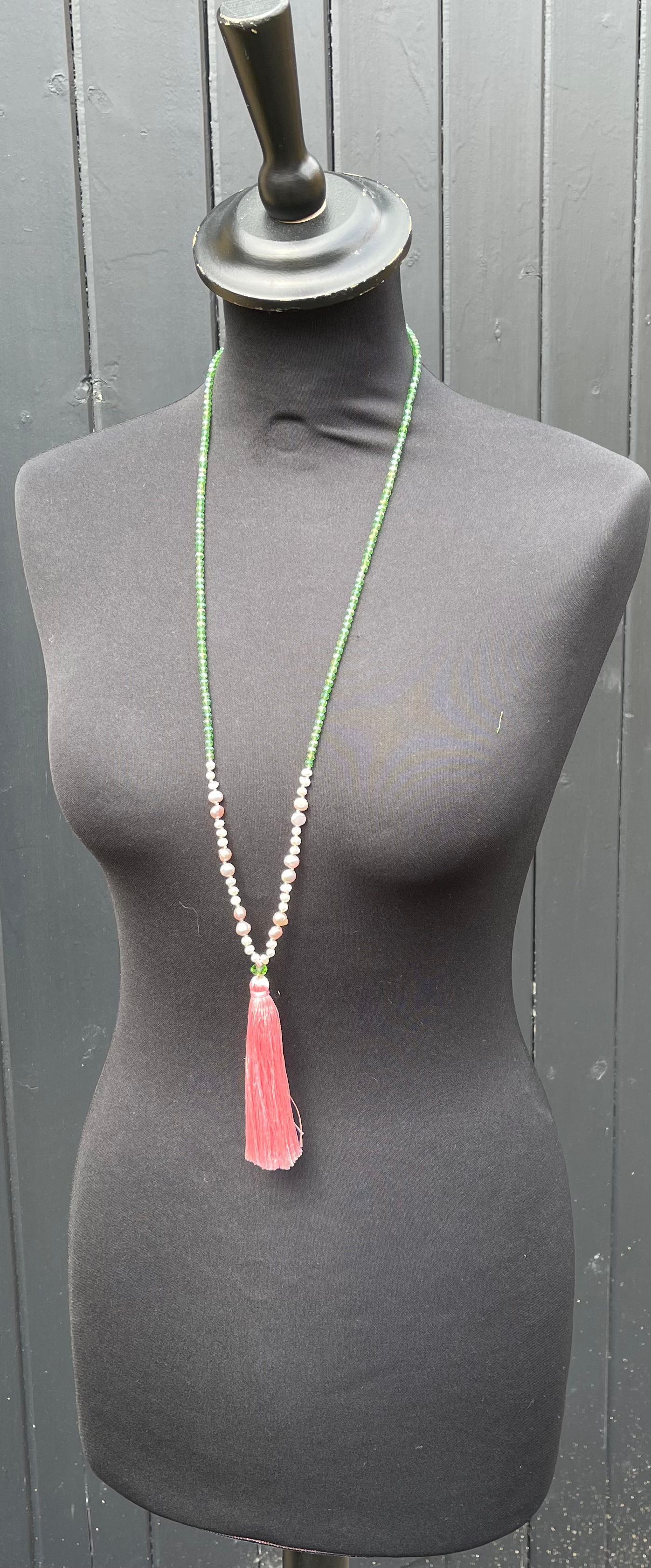 Crystal & Freshwater Pearl Tassel Necklace image 2