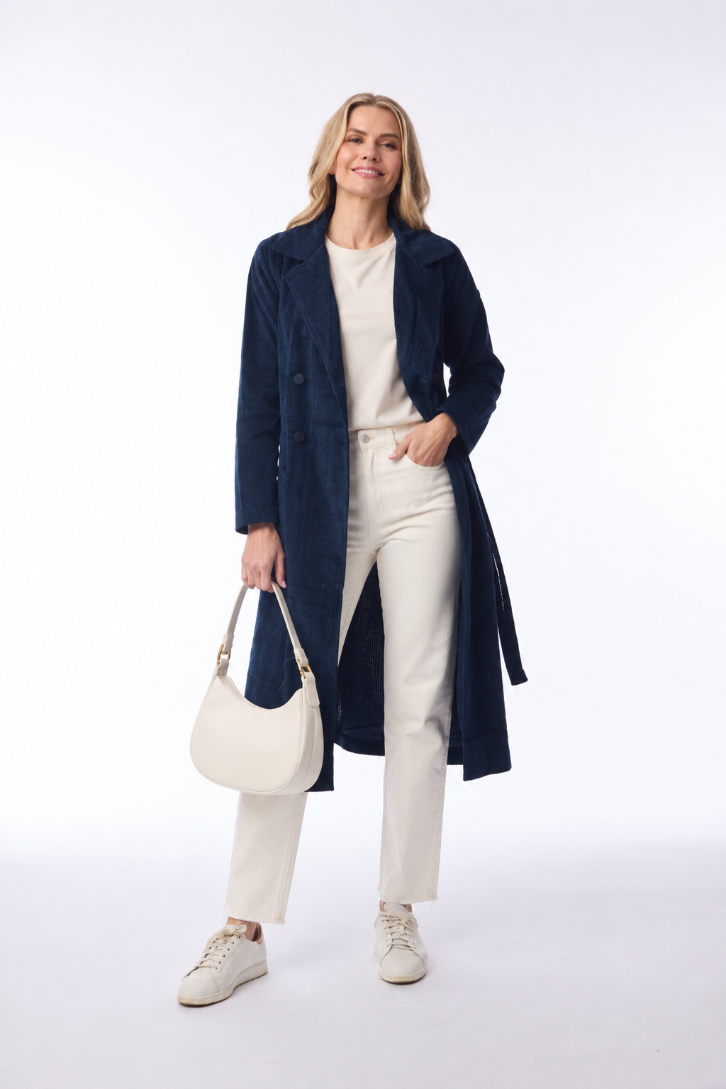 Ginny Cord Solid Trench Coat