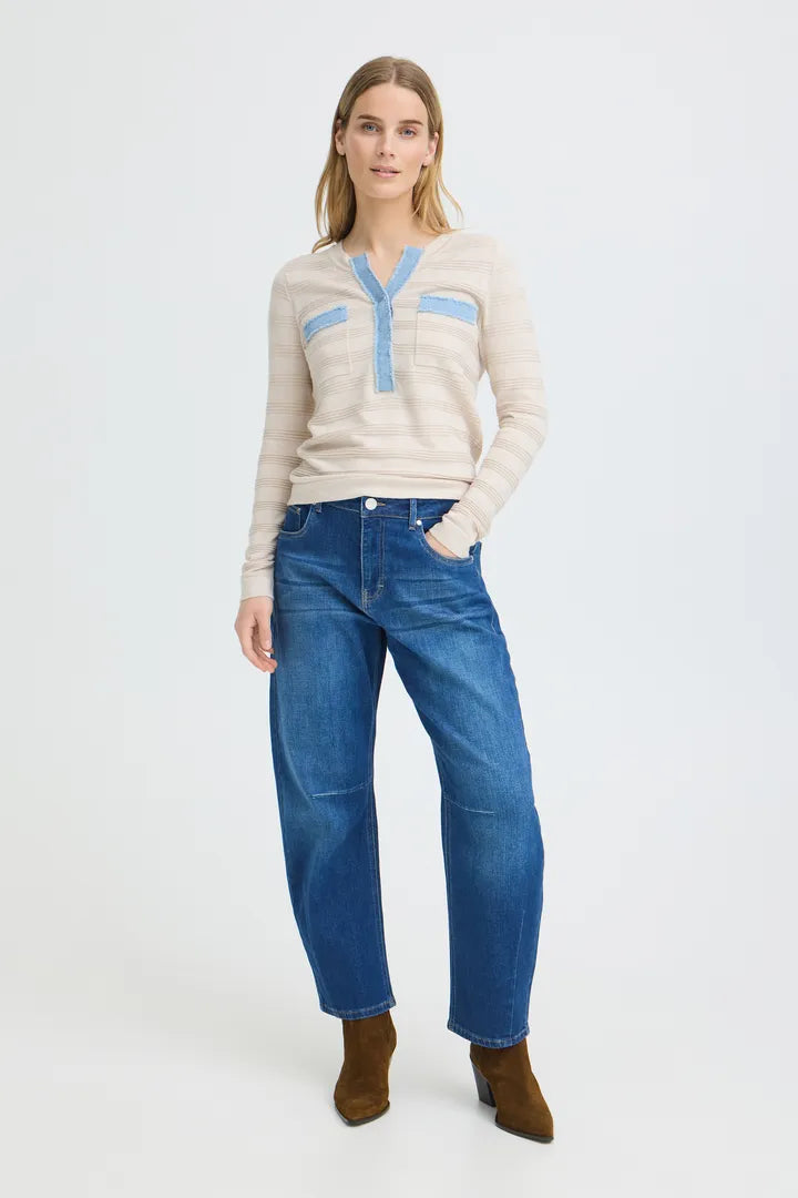 Pulz Sara Denim Trim Knit Sweater  image 10
