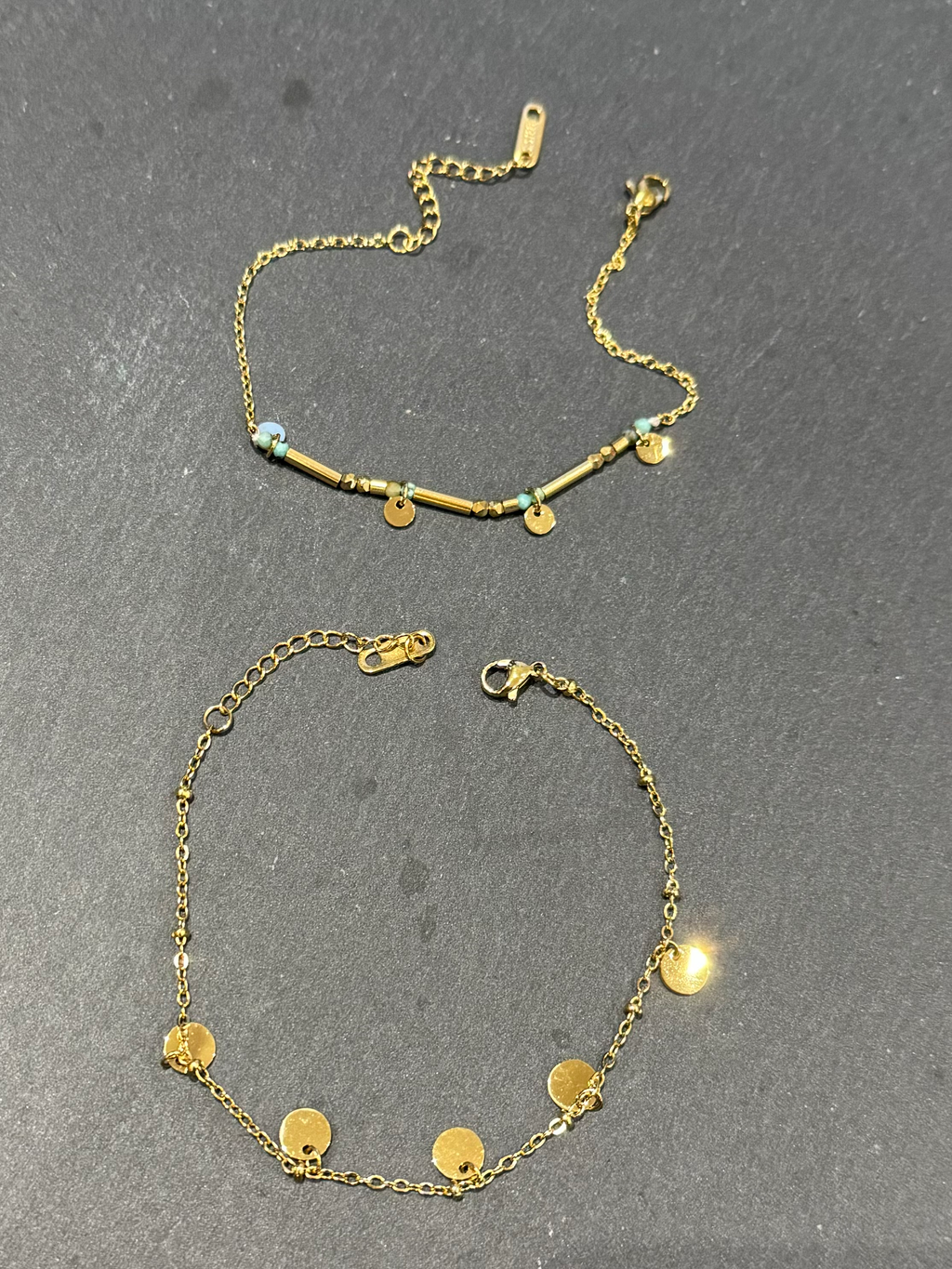 Gold Turquoise Disc Bracelet in Gold image 0