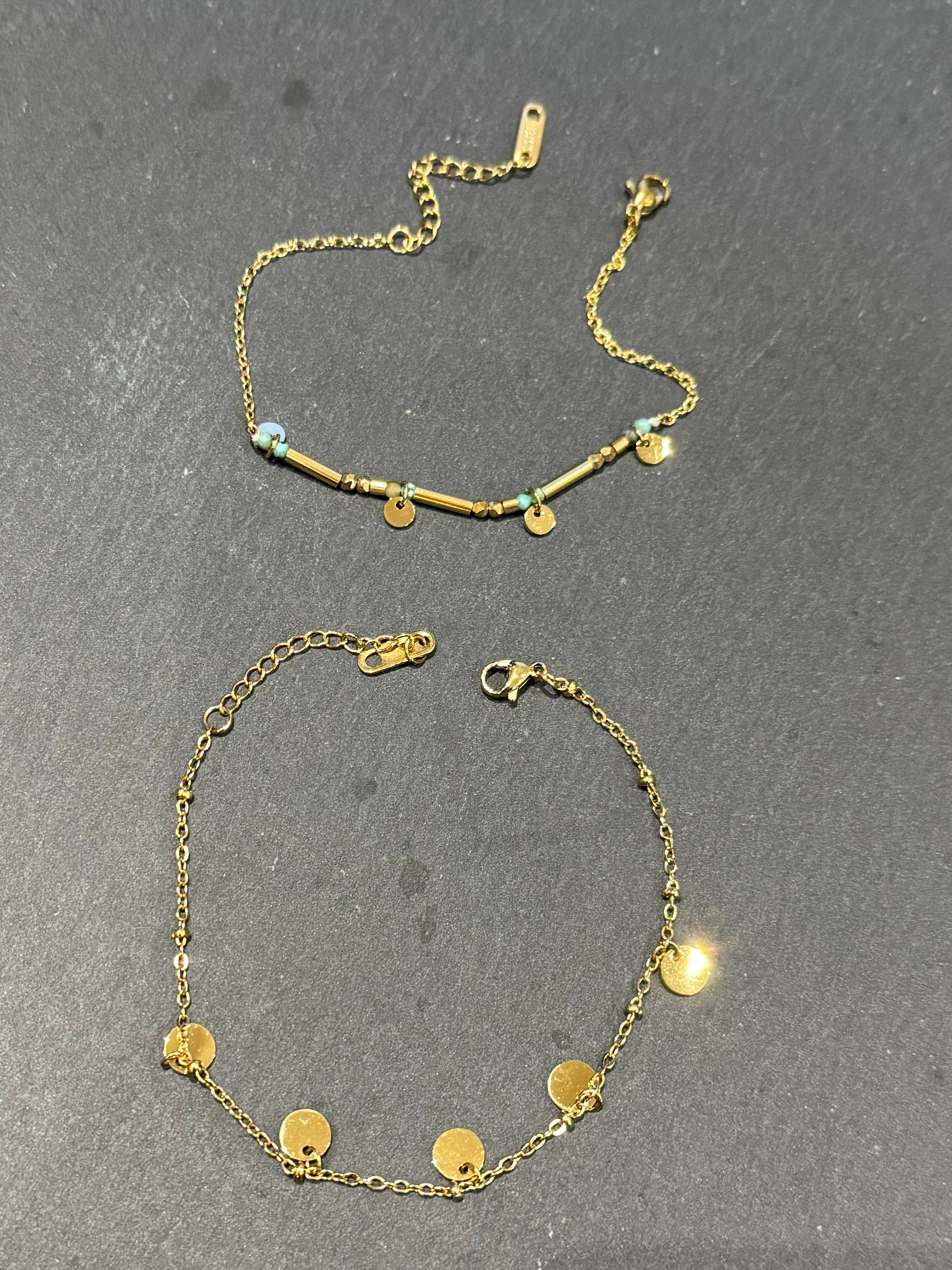 Gold Turquoise Disc Bracelet in Gold image 0