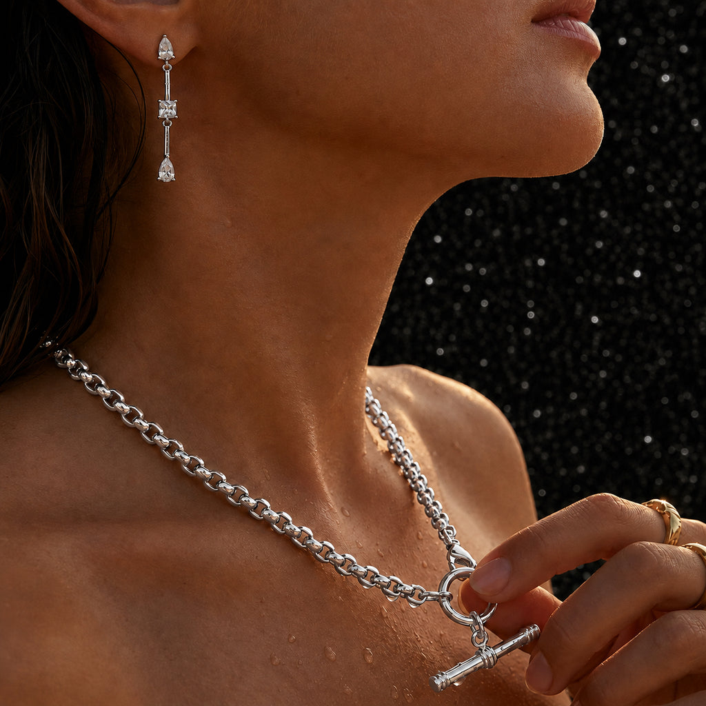 Contemporary Sparkle Drop Earrings image 0