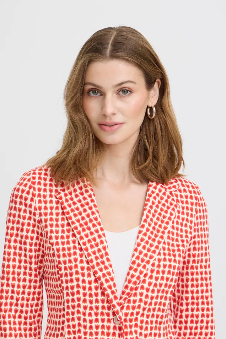 Ichi Kate Cream Red Blazer  image 1