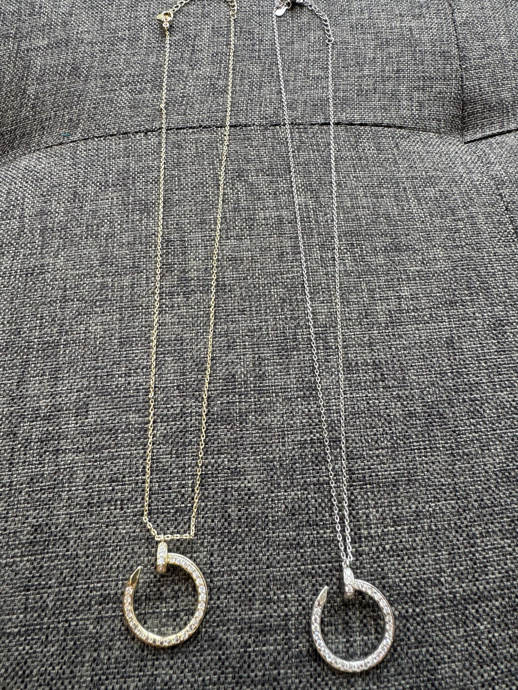 Diamanté Nail Short Pendant Necklace  image 2