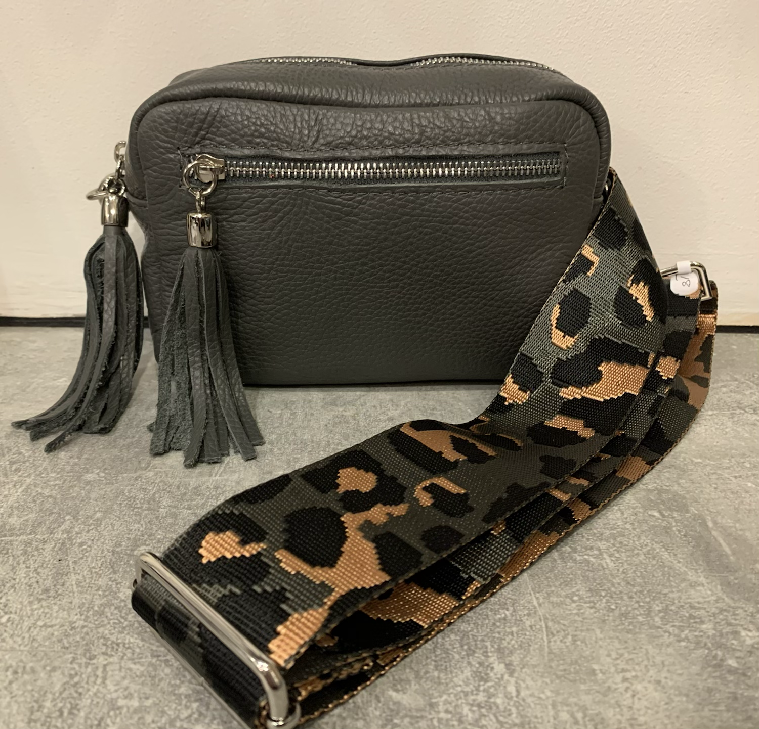 Small Leather Camera Bag with Two Tassels image 8