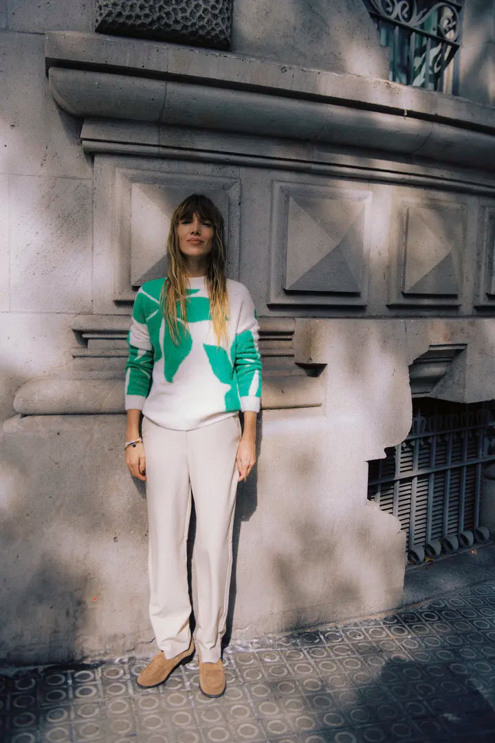 B Young Mea Flower Sweater in Green image 2