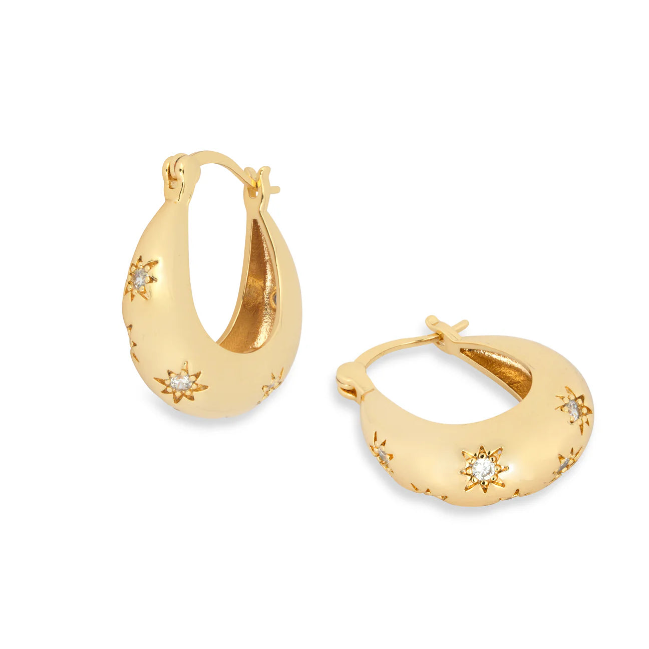 Sparkle Star & Hoop Gold Earrings  image 2