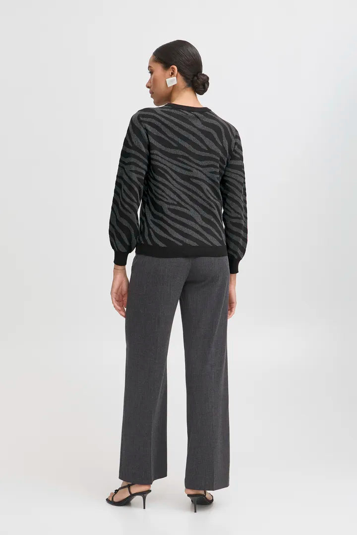 B Young Jacquard Lurex Trim Sweater image 3