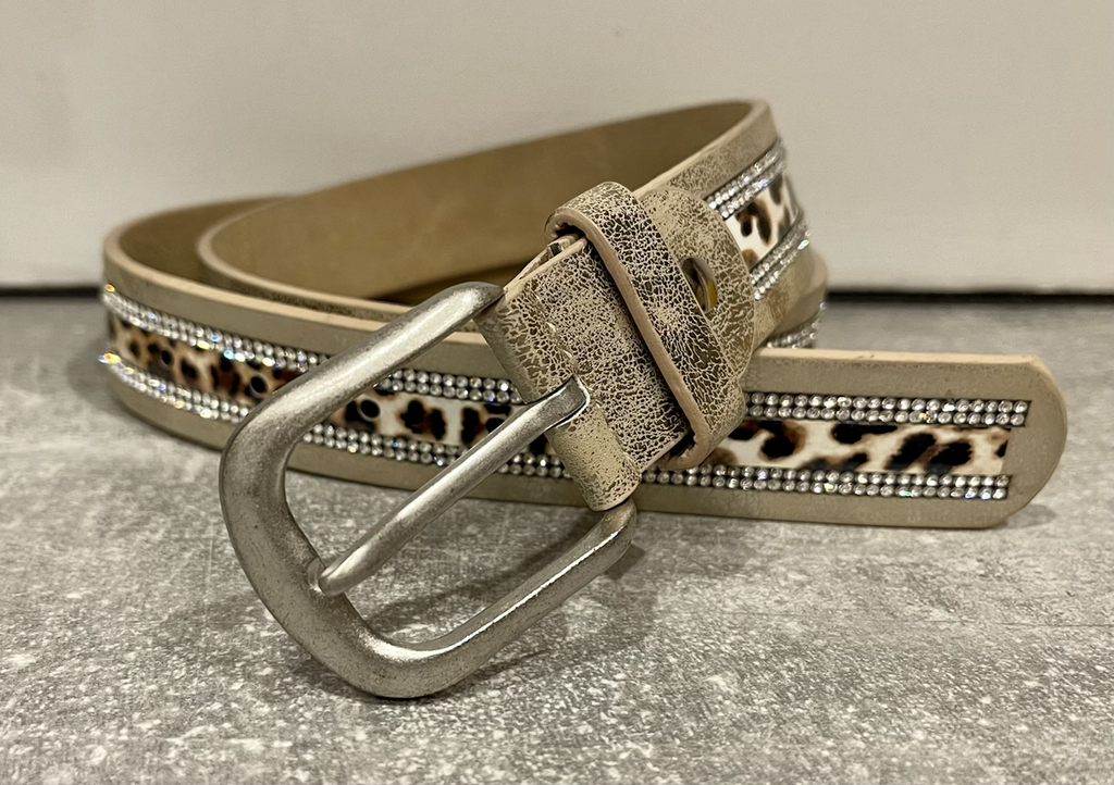 Leopard & Sparkle Leather Trim Belt image 2