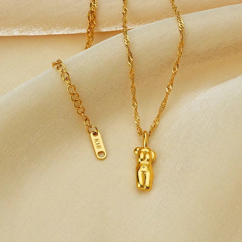 Body Pendant Short Gold Necklace  image 1