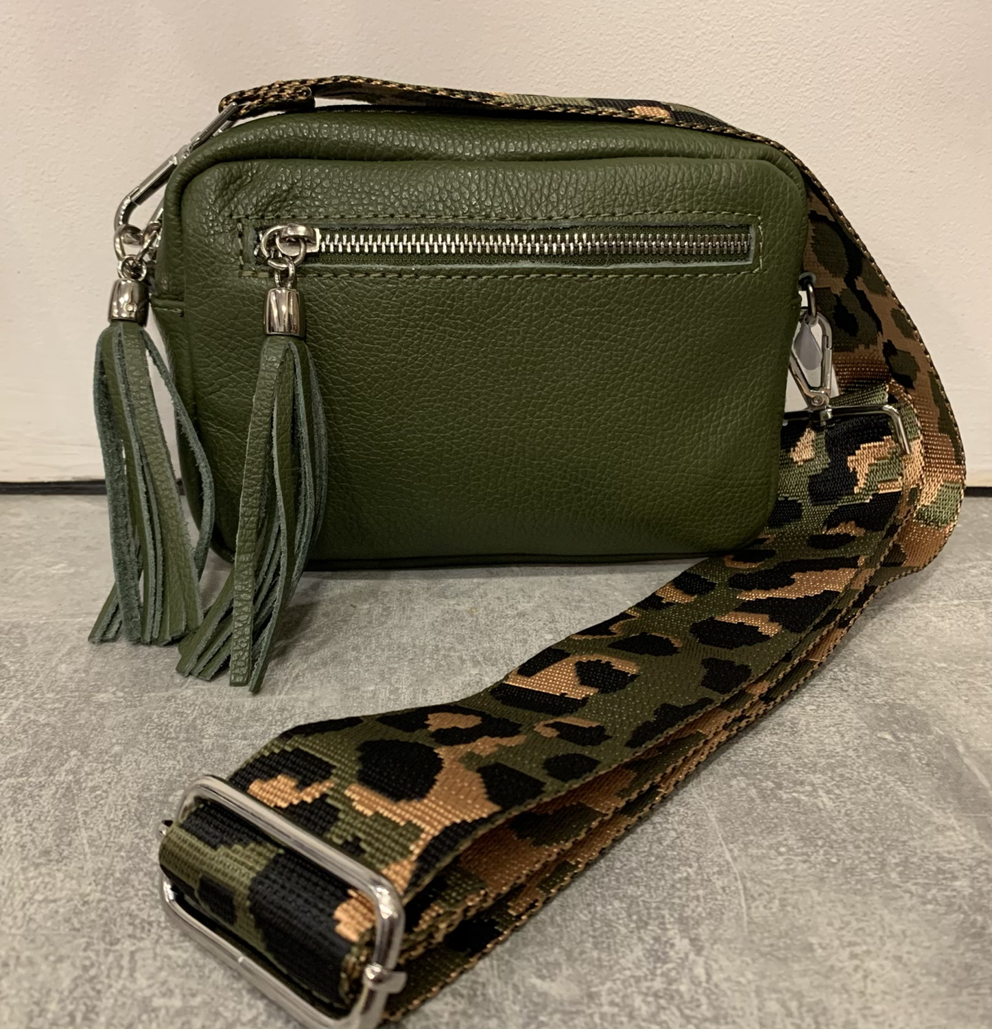 Small Leather Camera Bag with Two Tassels image 9