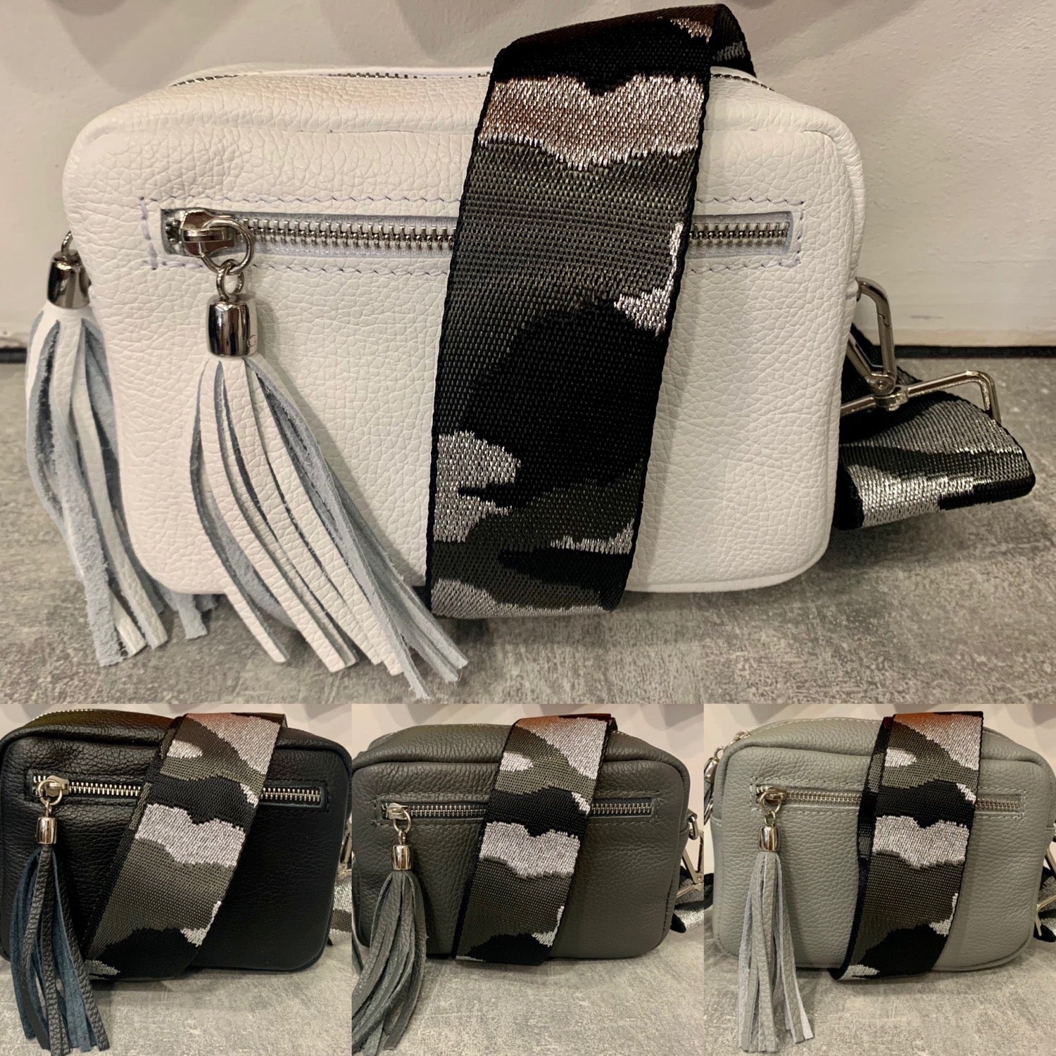 Small Leather Camera Bag with Two Tassels image 11
