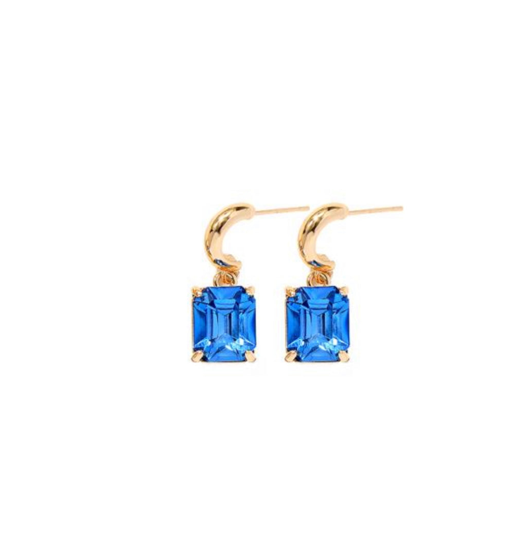Single Gem Drop Half Hoop Earrings image 1