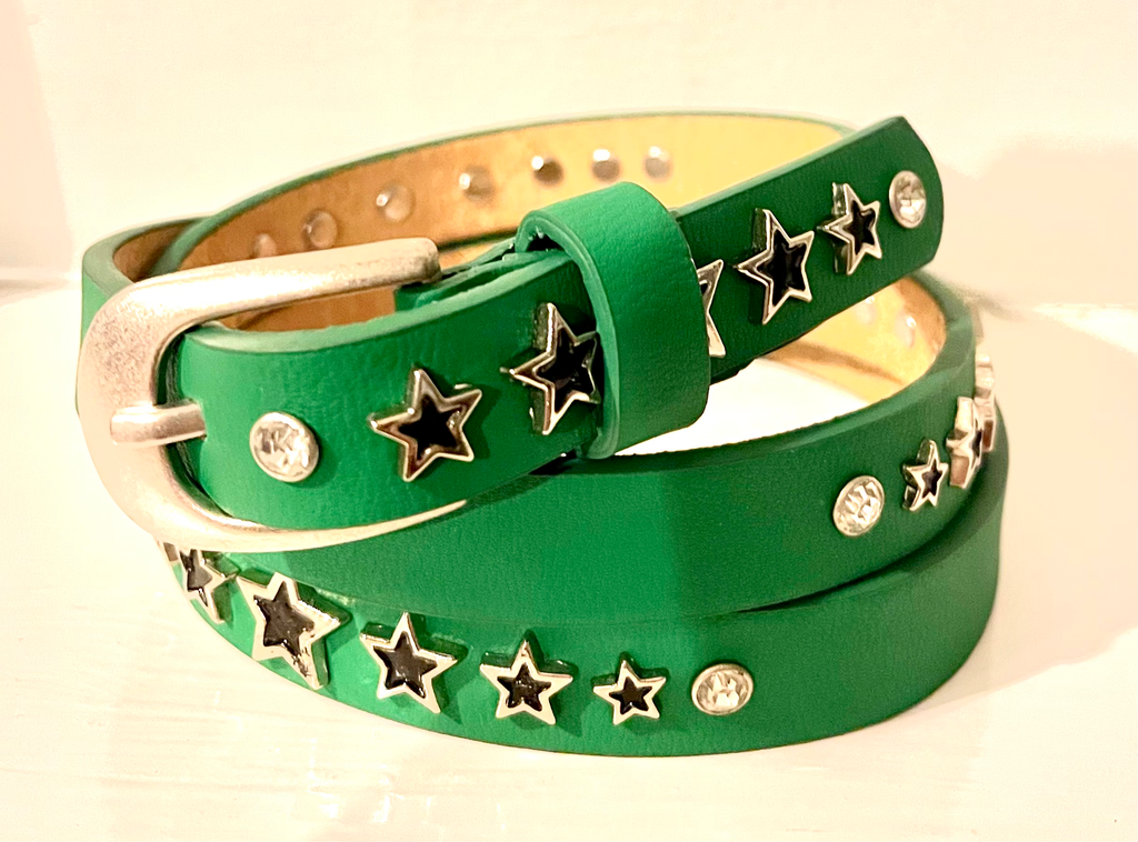 Slim Leather Star Stud Belt image 5