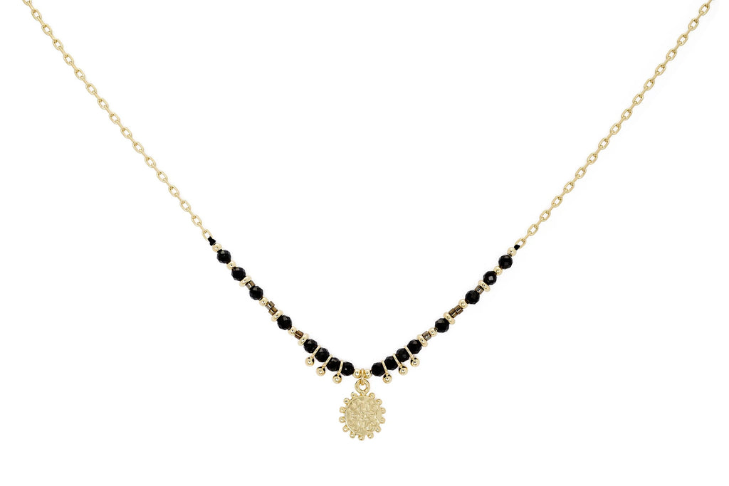 Fuji Black Spinel Gemstone Pendant Short Necklace image 1