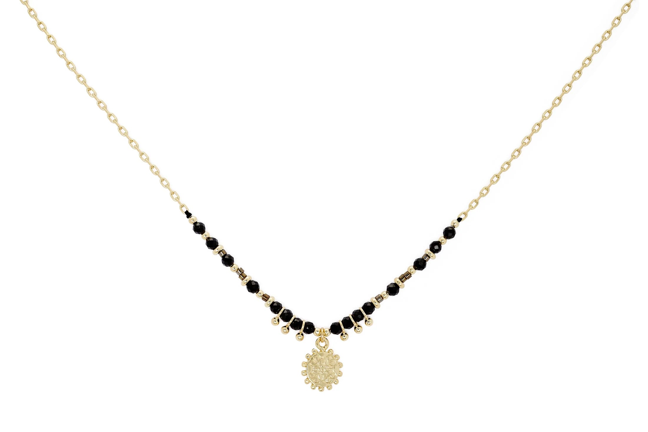 Fuji Black Spinel Gemstone Pendant Short Necklace image 1