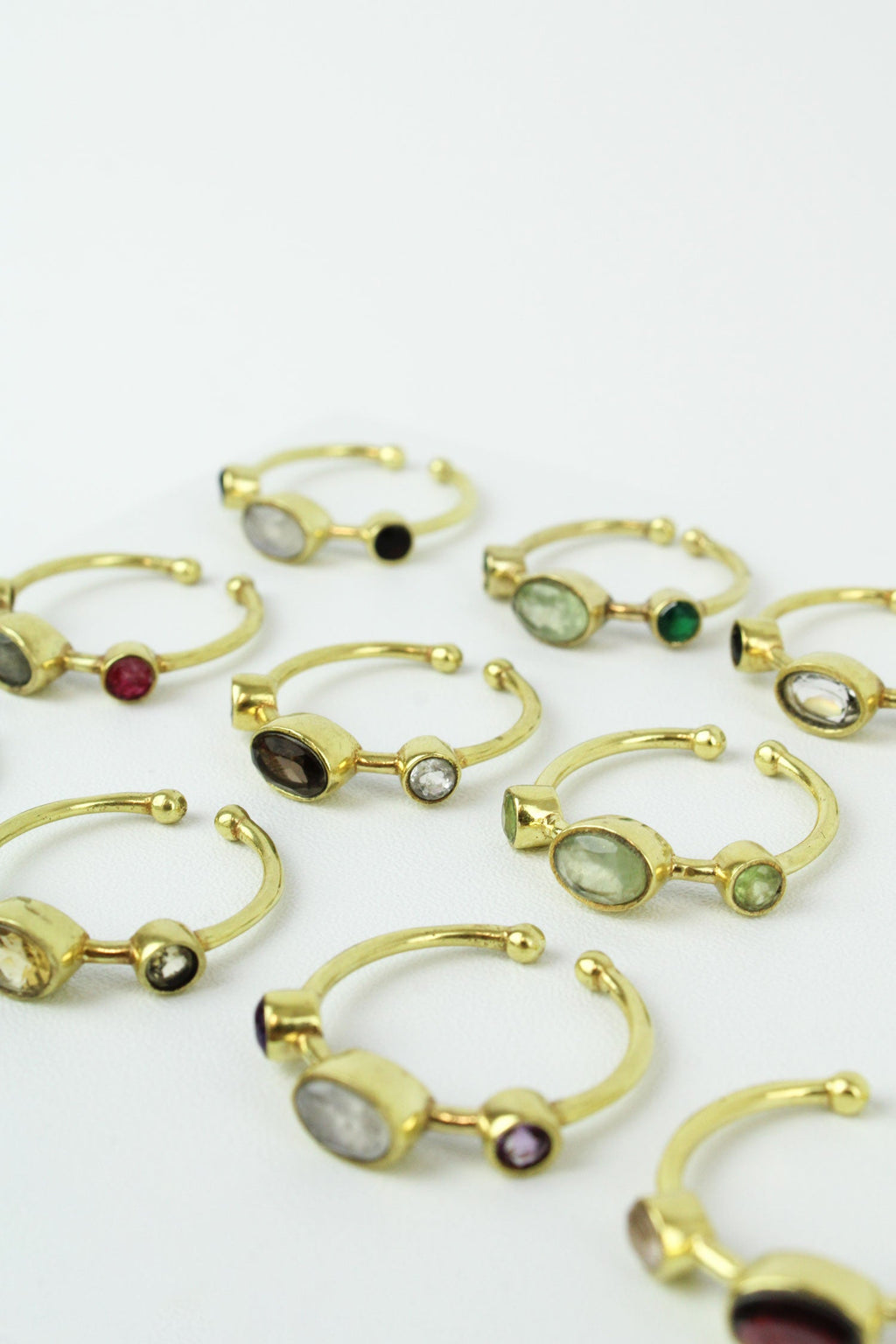 Gold Semi Precious Triple Stone Rings image 1