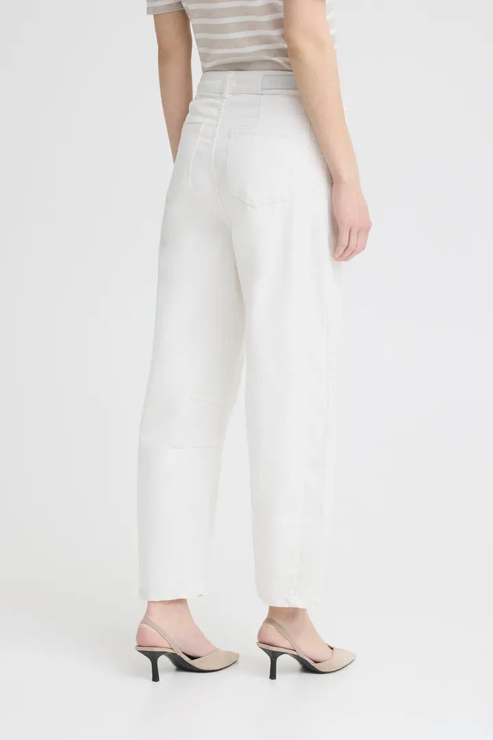 Ichi Ziggy White Barrel Style Jeans image 3