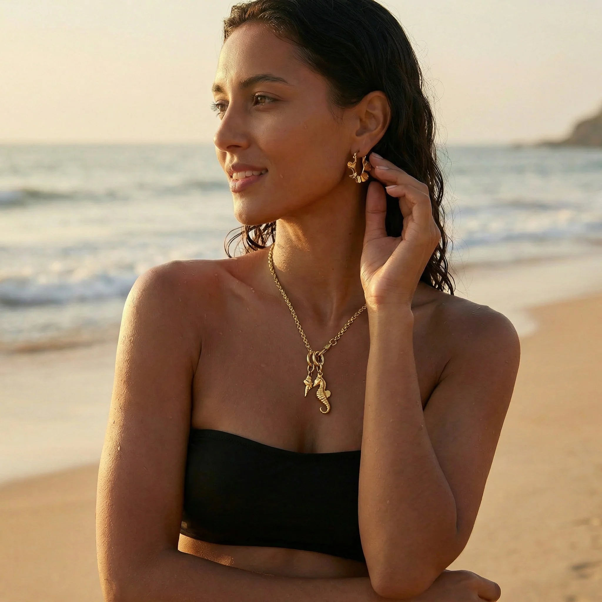Dream Wave Gold Hoop Earrings image 0