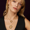 Nelly Sunburst Charm Short Necklace - Labradorite and Black Onyx image 0